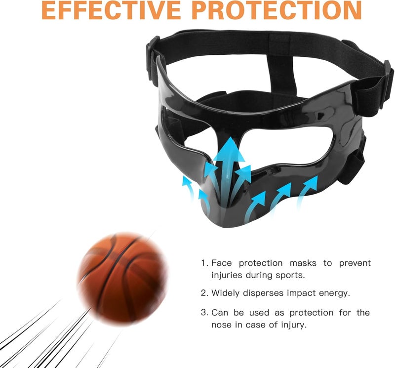 CREGOOLIF Nose Shield Protective Mask for Basketball and Football Sports Adjustable Mask with Foam Padding for Men and Women Black - Image 4